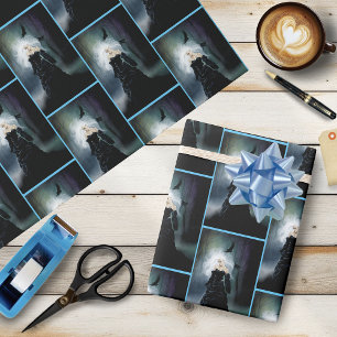 Elegant Svart Gothic Mysterisk Kvinna Korpar Dimma Presentpapper