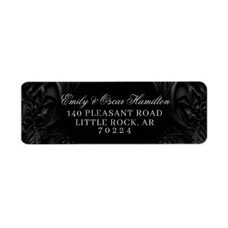 Elegant Svart Gotisk Damask Mörk Returadress Etikett