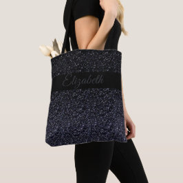 Elegant svart | Grått Glitter Girly Personlig Tygkasse
