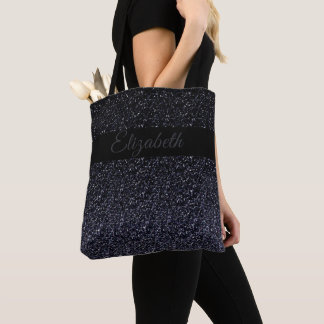 Elegant svart | Grått Glitter Girly Personlig Tygkasse