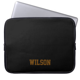 Elegant svart &grått monogramnamn  laptop fodral