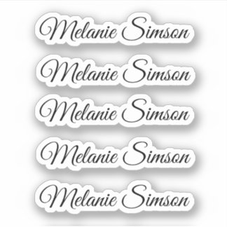 Elegant svart, grått skript personlig namn klistermärken
