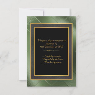ELEGANT SVART GRÖN  GULD PREGAD ANPASSAD RSVP OSA KORT