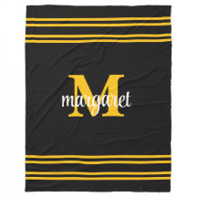 Elegant svart & gul vit monogramnamn