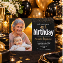 Elegant svart & guld 40-årsfest foto