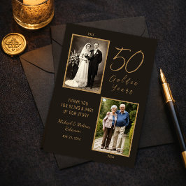 Elegant svart guld 50-årsjubileum Foto tack så myc Kort