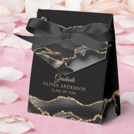 Elegant svart & guld agat examen presentaskar