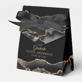 Elegant svart & guld agat examen presentaskar