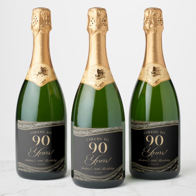 Elegant svart guld Agate 90-årsfirande (Flaskor)