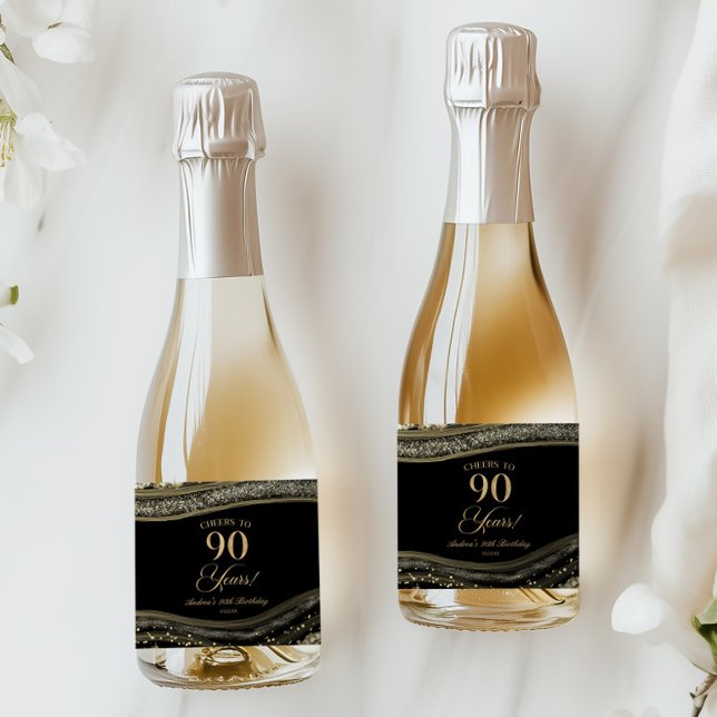 Elegant svart guld Agate 90-årsfirande (Skapare uppladdad)