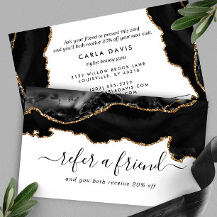 Elegant svart guld Agate Marmor Modern Rabattkort