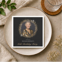 Elegant Svart Guld Anpassad Foto 80-årsdag