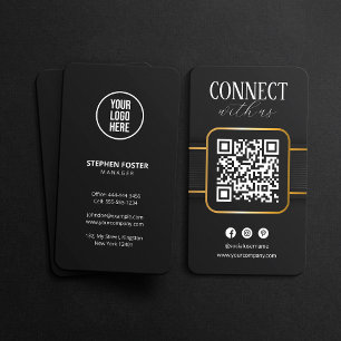 Elegant Svart Guld Anslut Till Oss QR-kod Social Visitkort