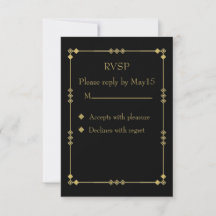 Elegant svart & guld Art Deco RSVP