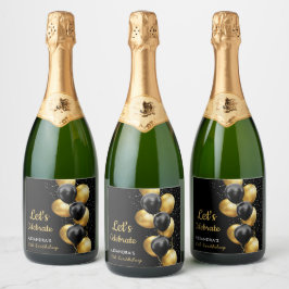 Elegant svart guld ballong Chic födelsedag