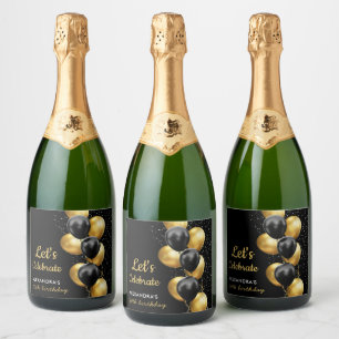 Elegant Svart Guld Ballong Chic Födelsedag