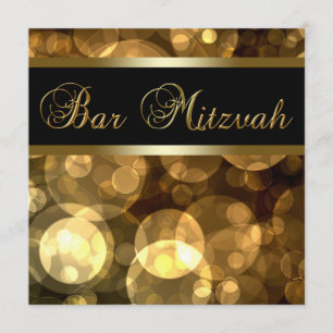 Elegant svart guld Bar Mitzvah Inbjudningar