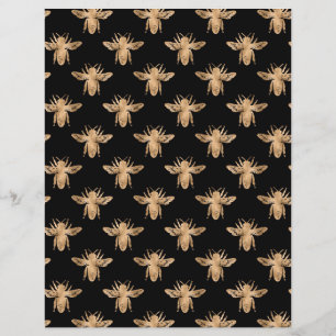 Elegant Svart Guld Bin Mönster Scrapbookpapper