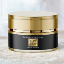 Elegant svart & guld Body Butter Burkar Etikett 