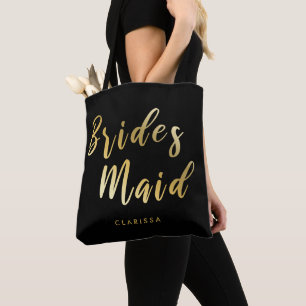 Elegant svart & guld brudtärna tygkasse