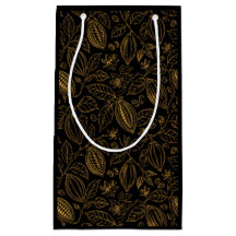 Elegant Svart Guld Cacao Blomma Frukt Affärer 