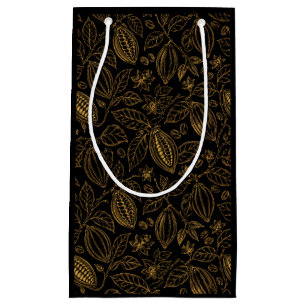 Elegant Svart Guld Cacao Blomma Frukt Affärer 