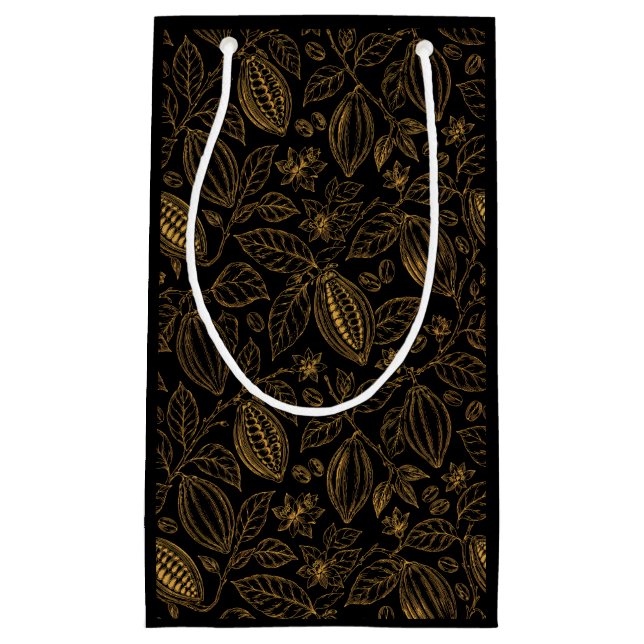 Elegant Svart Guld Cacao Blomma Frukt Affärer  (Framsidan)