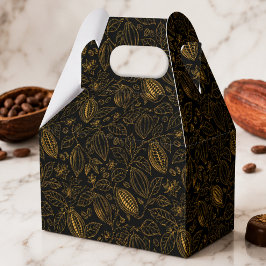 Elegant Svart Guld Cacao Blomma Frukt Företag Presentaskar