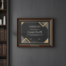 Elegant Svart Guld Certifikat för Prestation Desi