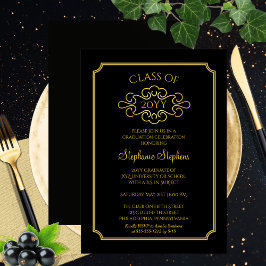 Elegant svart | Guld College Graduation Party Inbjudningar