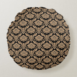 Elegant svart & guld demask klassisk design rund kudde
