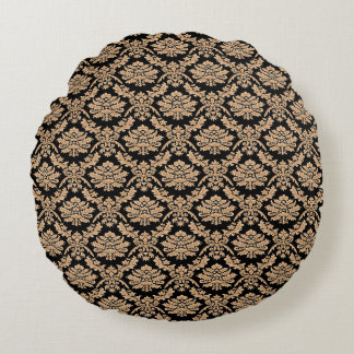 Elegant svart & guld demask klassisk design rund kudde