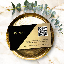 Elegant Svart & Guld DETALJER QR-kod Bröllop Tilläggskort