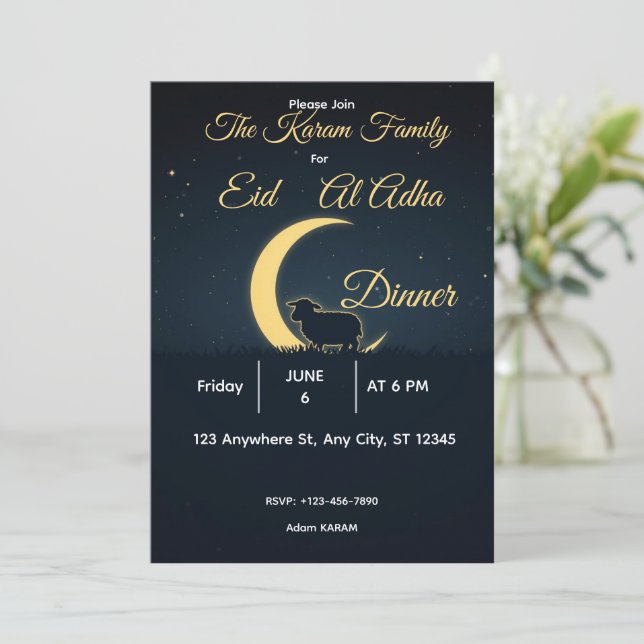 Elegant Svart Guld Eid al-adha Middag  Inbjudningar (Stående Fram)