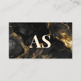 Elegant svart guld faux glitter marble monogram tidsbeställning kort