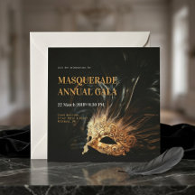 Elegant svart guld fjädermaskerad bal