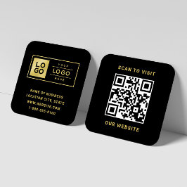 Elegant svart guld folie logotyp QR hemsida Fyrkantigt Visitkort