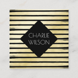 Elegant svart guld-folie strimlad med ram fyrkantigt visitkort