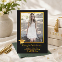 Elegant svart guld foto examen gratulation