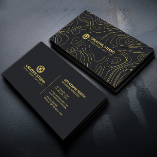 Elegant Svart & Guld Fotograf, Kreativ Studio Visitkort