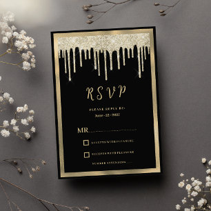 Elegant svart guld glitter droppar OSA Inbjudningar