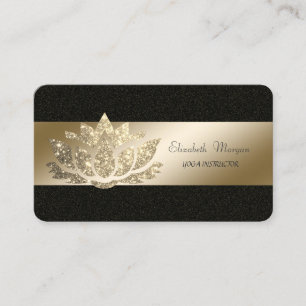 Elegant, Svart, Guld Glitter Lotus Visitkort
