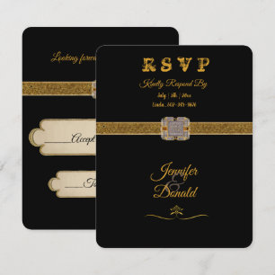 Elegant svart guld glitter spänne OSA kort