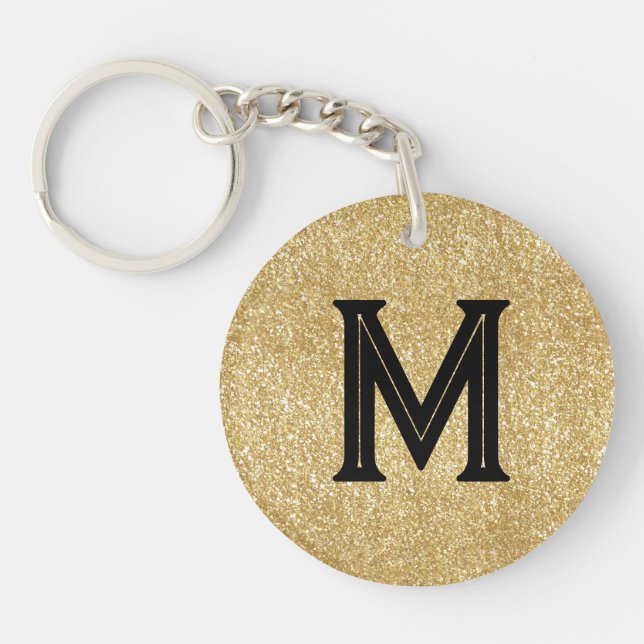 Elegant svart guld glittermonogram (Framsidan)