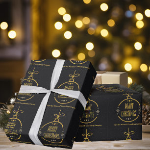 Elegant Svart Guld God Jul Anpassat Företag Presentpapper