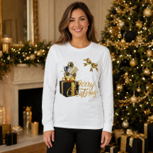 Elegant svart guld God Jul långärmad