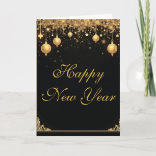 Elegant Svart & Guld Gott Nytt År Kort