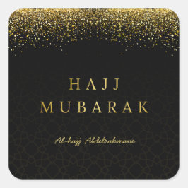 Elegant svart guld Hajj Mubarak Fyrkantigt Klistermärke