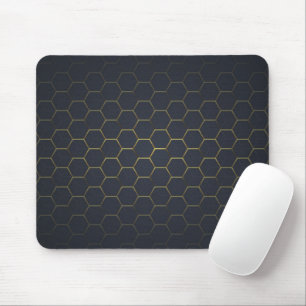 Elegant svart guld hexagonal mönster musmatta