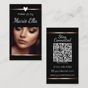 Elegant svart guld hjärta foto QR-kod mall Visitkort